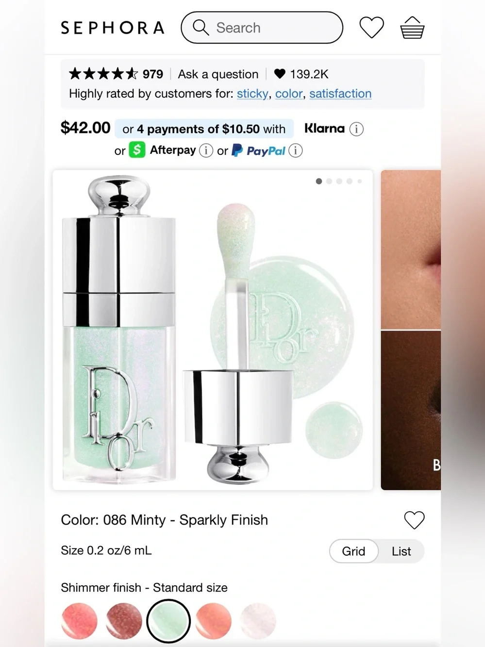 NEW NIB Dior Addict Lip Glow Oil - 086 Minty (Sparkly Finish)
